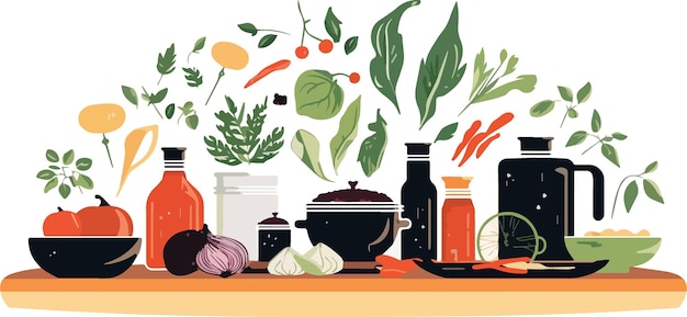 Składniki i przyprawy na blacie
